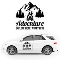 NAKLEJKA NA BOK AUTA dekoracyjna wodoodporna góry las ognisko KAMPER 35cm