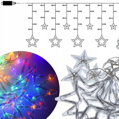 kurtyna świetlna 138 led zewnętrzne multikolor girlanda światełka na Arena.pl