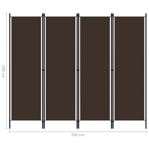 Parawan 4-Panelowy, Brązowy, 200 X 180 Cm na Arena.pl
