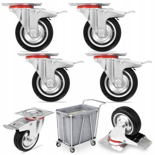 ZESTAW 4 SZT. JEZDNYCH KÓŁEK KÓŁKA 75MM OBROTOWE Z HAMULCEM Skrętne na Arena.pl