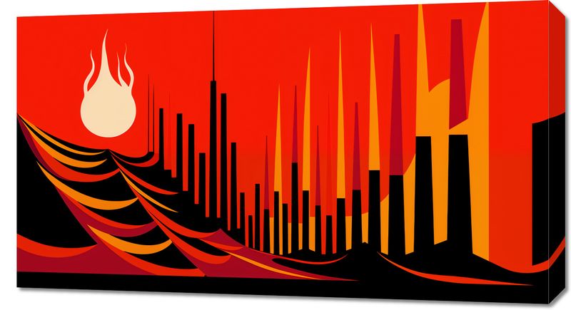 Obraz 90x50cm Miejski Krwisty Ogień zdjęcie 1