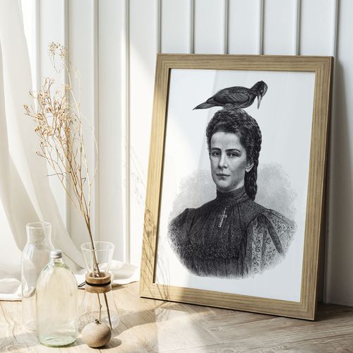 Plakat portret szkic kobieta ptak 70x100 cm na Arena.pl