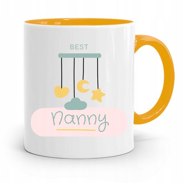 Dla Niani Opiekunki Kubek Żółty Na Prezent Z Nadrukiem Ze Zdjęciem zdjęcie 1