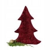 Poduszka choinka świąteczna wiśniowa bordowa DUŻA czerwona aksamitna