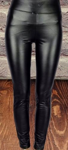 SPODNIE SKÓRZANE LEKKO OCIEPLONE MIĘKKIE CZARNE 3/4XL z wysokim stanem na Arena.pl