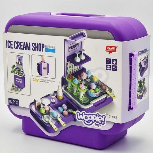 Walizka z Lodami 3w1 Kuchnia Sklepik Lodziarnia Przenośna 62 el. Woopie 3+ na Arena.pl