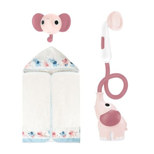 Yookidoo Zestaw kąpielowy Słonik prysznic różowy + ręcznik z kapturem na Arena.pl