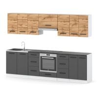 Meble Kuchenne Nowoczesne Kuchnia Roma 2.8m Zestaw Loft Dąb Wotan Szary