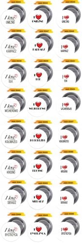 Przypinki buttony I LOVE KROSNO z grafiką na Arena.pl