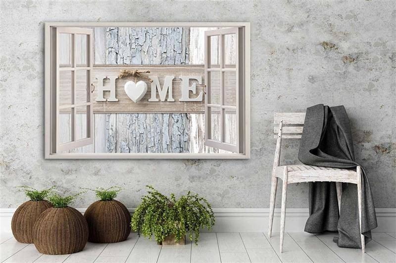Emaga Obraz na płótnie, Napis Home w oknie - 60x40 zdjęcie 2