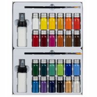 2 x FARBY DO UBRAŃ tkanin 24 różne unikalne wyraziste kolory 10 ml + 2 pędz
