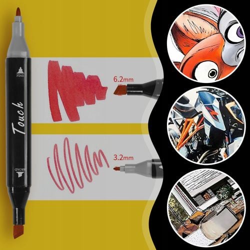 MARKERY ALKOHOLOWE 100 SZT Flamastry Mazaki Pisaki Dwustronne Pro + TORBA na Arena.pl