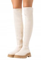 RUBI KLASYCZNE KOZAKI ZA KOLANO BEŻOWE NA PLATFORMIE 37 14BB