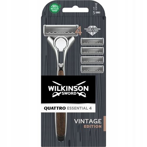 Zestaw WILKINSON Quattro Essential 4 Vintage Edition 5x Wkłady + Rączka na Arena.pl