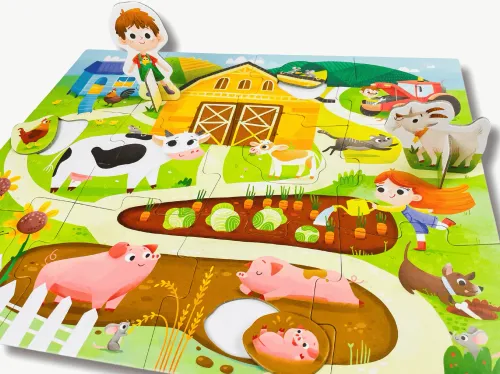 Puzzle 17 elementów. Na wsi. Pierwsze puzzle + figurki na Arena.pl