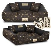 Legowisko dla psa kojec KINGDOG 100x75 cm wodoodporne kości złote