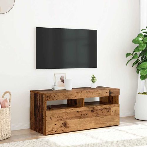 Szafka pod TV z oświetleniem LED, stare drewno, 90x35x40 cm na Arena.pl