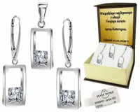 KOMPLET BIŻUTERII SREBRNEJ 925 DAMSKI ELEGANCKI CYRKONIE SWAROVSKI+ GRAWER