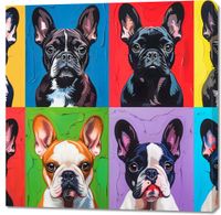 Obraz 100x100cm Buldogi Francuskie
