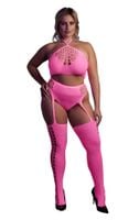 two piece with crop top and stockings  xl/xxxxl