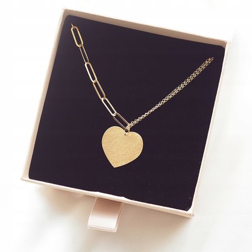 NASZYJNIK SREBRNY POZŁACANY Z SERCEM na Arena.pl