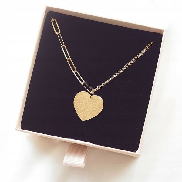 NASZYJNIK SREBRNY POZŁACANY Z SERCEM zdjęcie 3