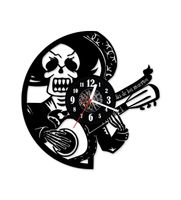 Zegar ścienny z płyty winylowej 297.13 Czaszka z gitarą