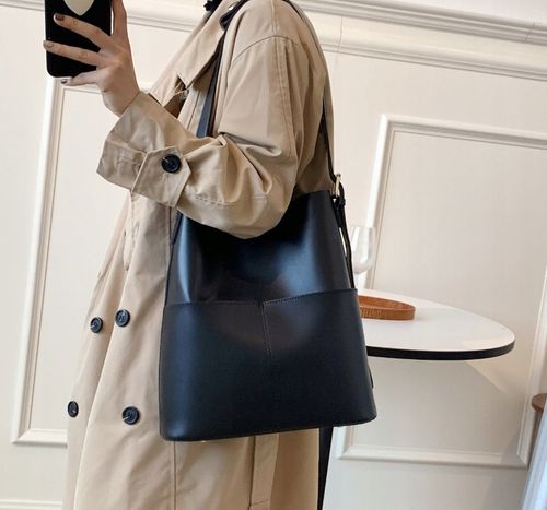 Torebka Damska Szoperka CZARNA Torba na Ramię Pojemna Shopper A4 Eko Skóra na Arena.pl