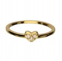 PIERŚCIONEK SERDUSZKO CYRKONIE BIAŁE SREBRO POZŁACANE ZŁOCONE #10