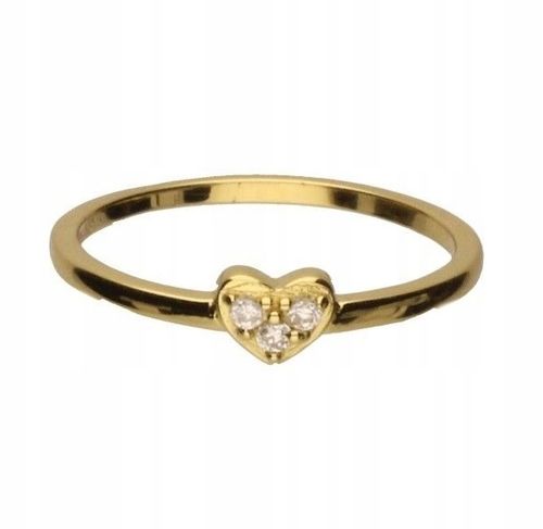 PIERŚCIONEK SERDUSZKO CYRKONIE BIAŁE SREBRO POZŁACANE ZŁOCONE #10 na Arena.pl