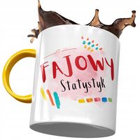 Kubek Żółty Dla Statystyka Fajowy Statystyk Z Nadrukiem Ze Zdjęciem