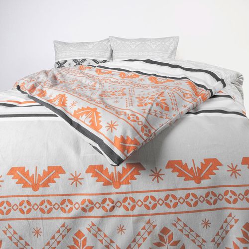 Pościel świąteczna 220x200 GRUBA 100% BAWEŁNA FLANELOWA boho pomarańczowy na Arena.pl