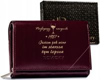 Portfel DAMSKI na prezent skóra URODZINY 18 30 40 TWOJA DEDYKACJA grawer