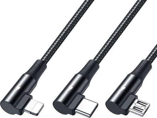 mcdodo kabel kątowy do iphone micro usb typ c 3w1 na Arena.pl