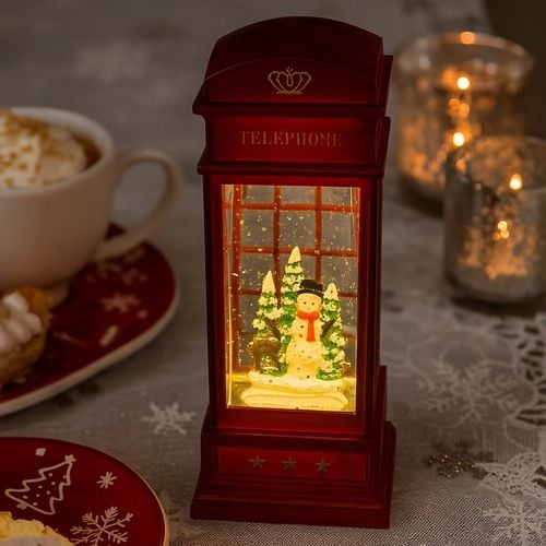 Budka Telefoniczna Świąteczna z Bałwankiem, Pozytywką i Brokatem LED na Arena.pl