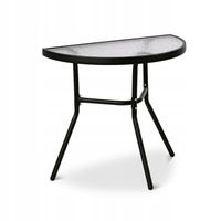 Stolik Metalowy Półokrągły ze Szklanym Blatem Hartowanym do Balkonu Taras