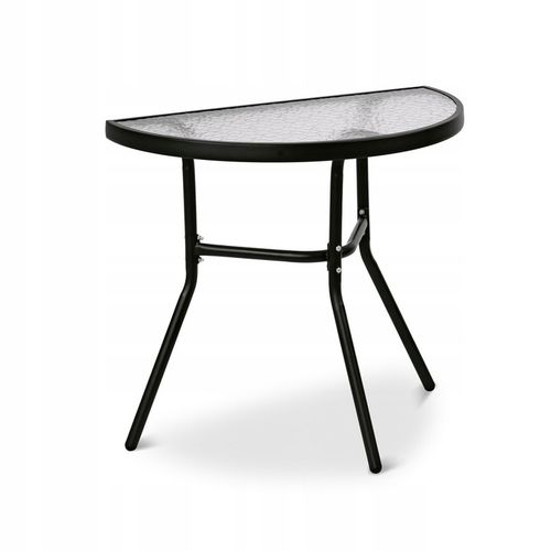 Stolik Metalowy Półokrągły ze Szklanym Blatem Hartowanym do Balkonu Taras na Arena.pl