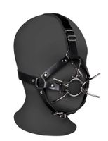 head harness with spider gag and nose hooks   black