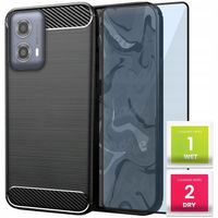 Etui do Moto G34 5G / G04 / G24 / G24 Power / E14 (Czarne, Karbon) + Szkło