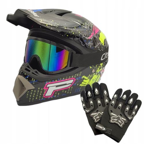 KASK CROSSOWY ENDURO NA CROSSA QUADA MOTOR ROWER LEKKI NA PREZENT ZESTAW S na Arena.pl