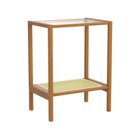 Stolik Nocny Bambusowy Boho 2 Poziomy Brązowy Szkło 57 cm do Salonu