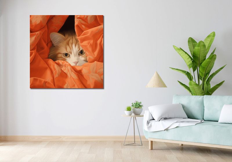 Obraz 100x100cm Ukryty Kot zdjęcie 2