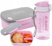 Zestaw śniadaniowy Bidon na wodę i Śniadaniówka BackUp róż