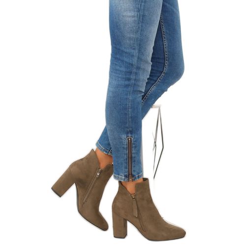 Botki na obcasie brązowe 6900 Khaki r.40 na Arena.pl