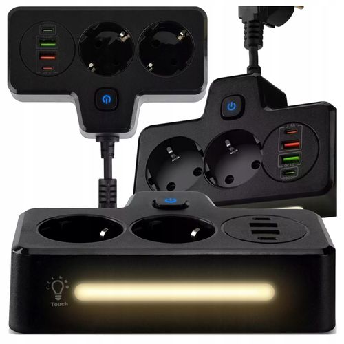 Rozgałęźnik Alogy Plug Extender 2xEU 2xUSB 2xUSB-C Czarny na Arena.pl