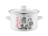 GARNEK EMALIOWANY Z SZKLANĄ POKRYWKĄ PLESZEW BONJOUR 20 CM 3,75 L
