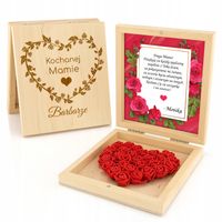 Pudełko SERCE z róż życzenia prezent dla mamy NADRUK UPOMINEK DZIEŃ MATKI