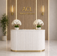 Recepcja glamour biało-złota ryflowana z podświetleniem LED 120 cm