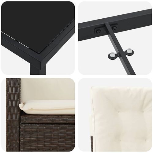 Zestaw do jadalni w ogrodzie 3 pcs Brązowy polirattan na Arena.pl