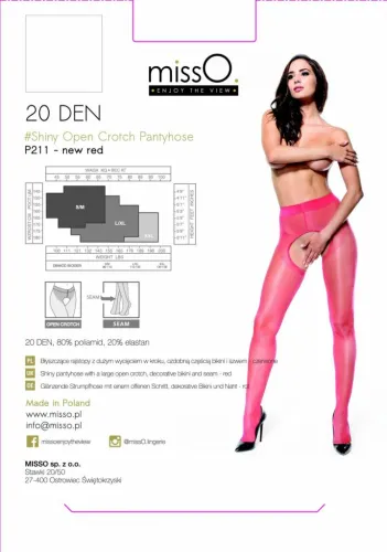 misso p211 rajstopy z wycięciem w kroku czerwone xxl połysk na Arena.pl